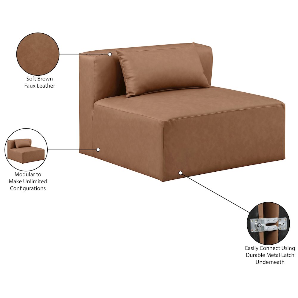 Cube Brown Vegan Leather Armless Chair