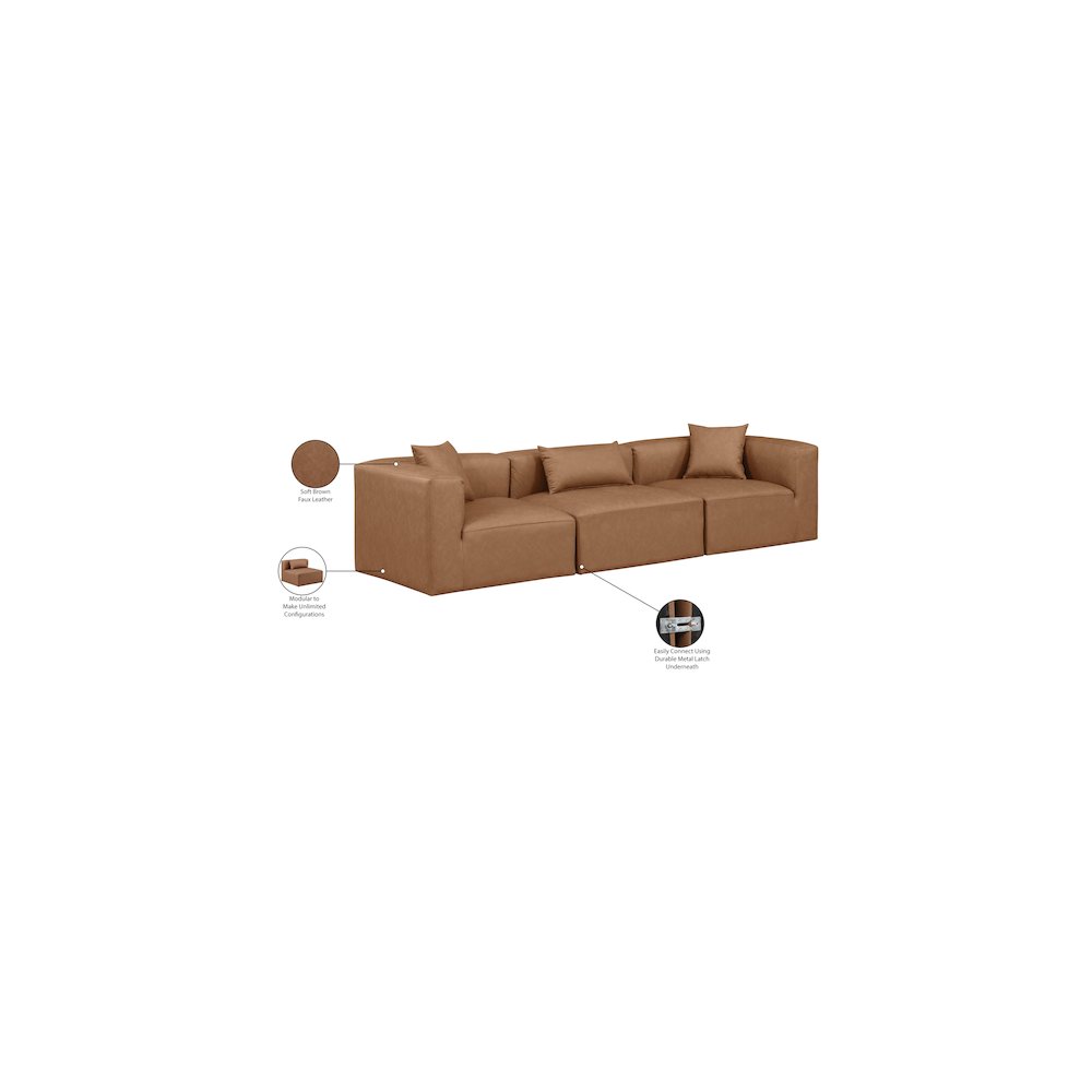Cube Brown Vegan Leather Modular Sofa