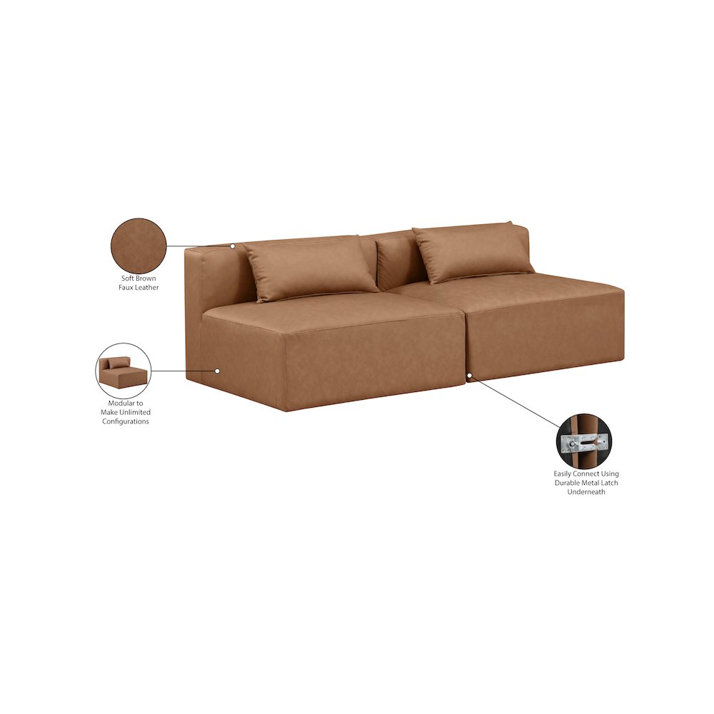 Cube Brown Vegan Leather Modular Sofa