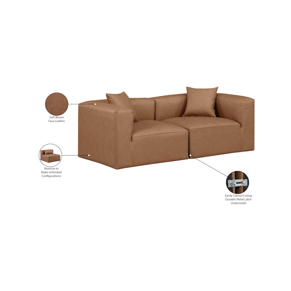 Cube Brown Vegan Leather Modular Sofa