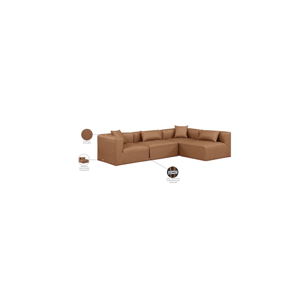 Cube Brown Vegan Leather Modular Sectional