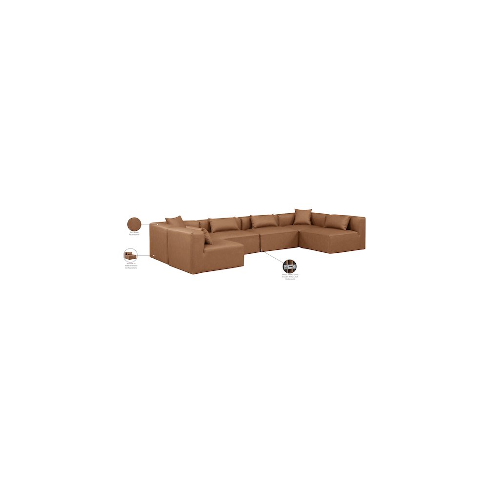 Cube Brown Vegan Leather Modular Sectional