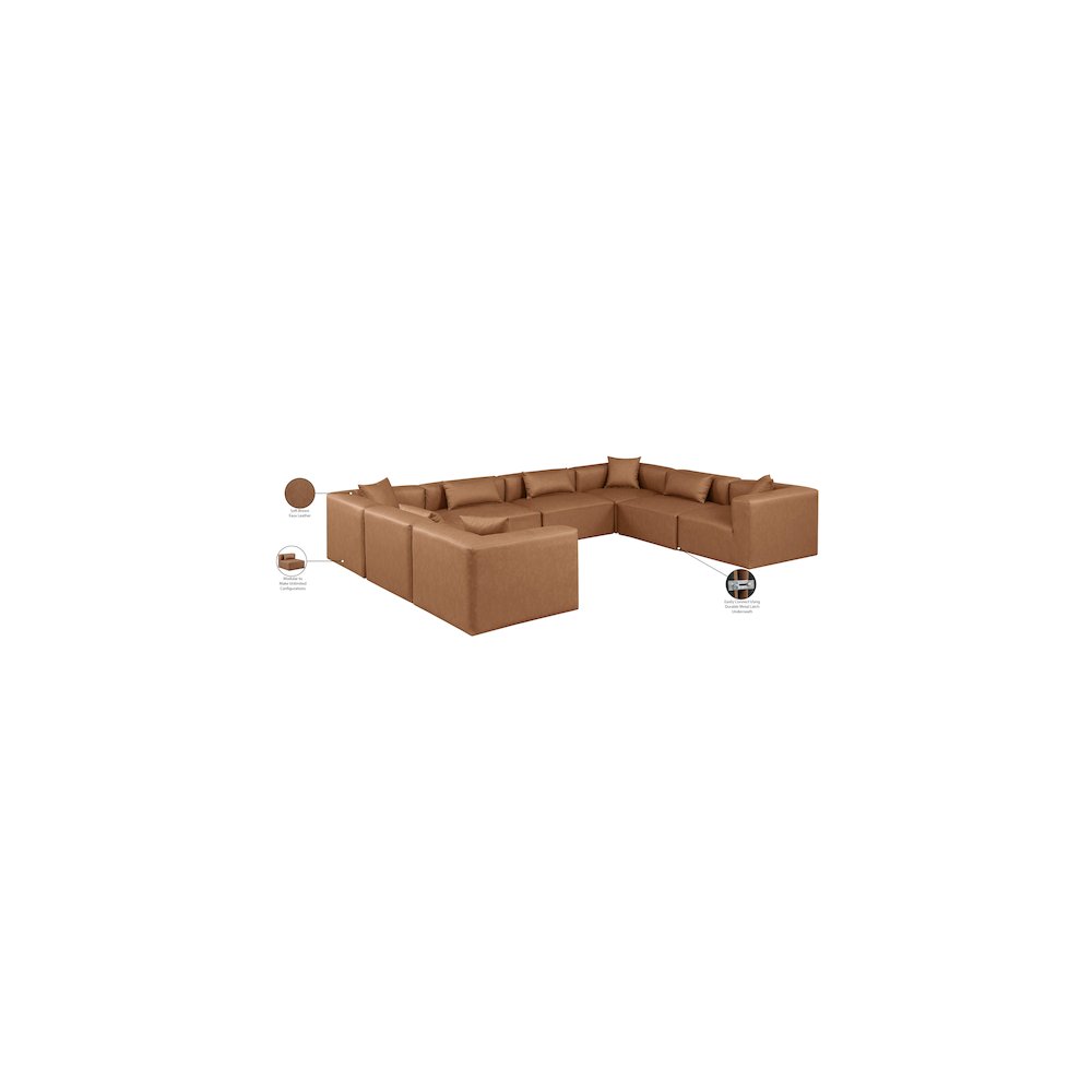 Cube Brown Vegan Leather Modular Sectional