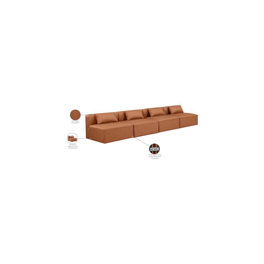 Cube Cognac Vegan Leather Modular Sofa