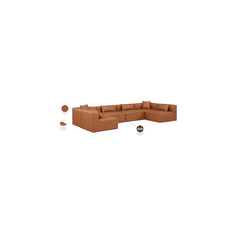 Cube Cognac Vegan Leather Modular Sectional
