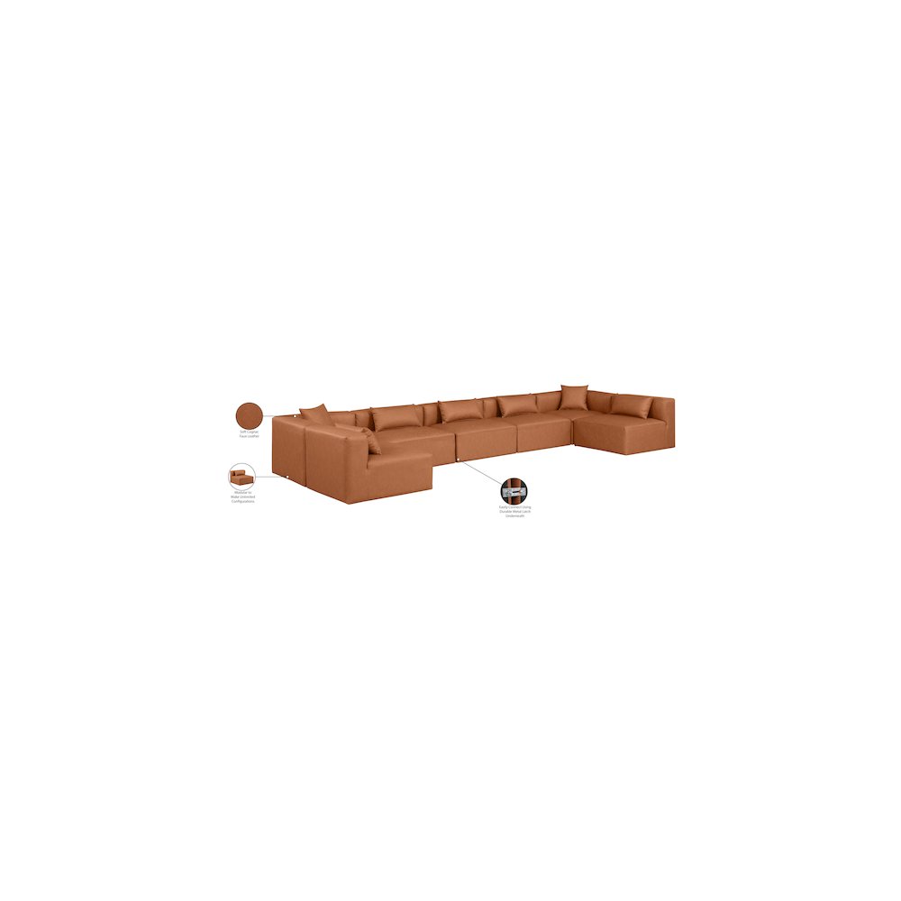 Cube Cognac Vegan Leather Modular Sectional
