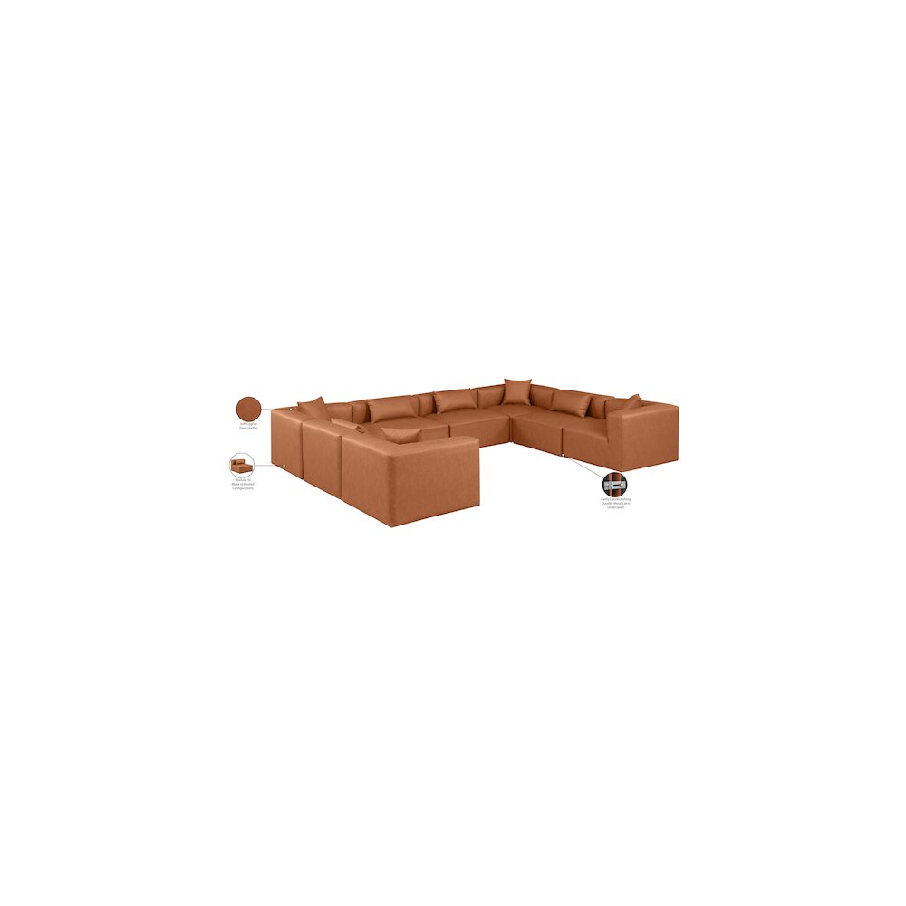 Cube Cognac Vegan Leather Modular Sectional