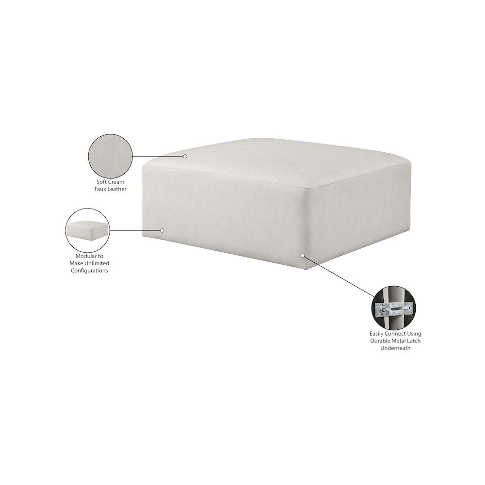 Cube Cream Vegan Leather Ottoman