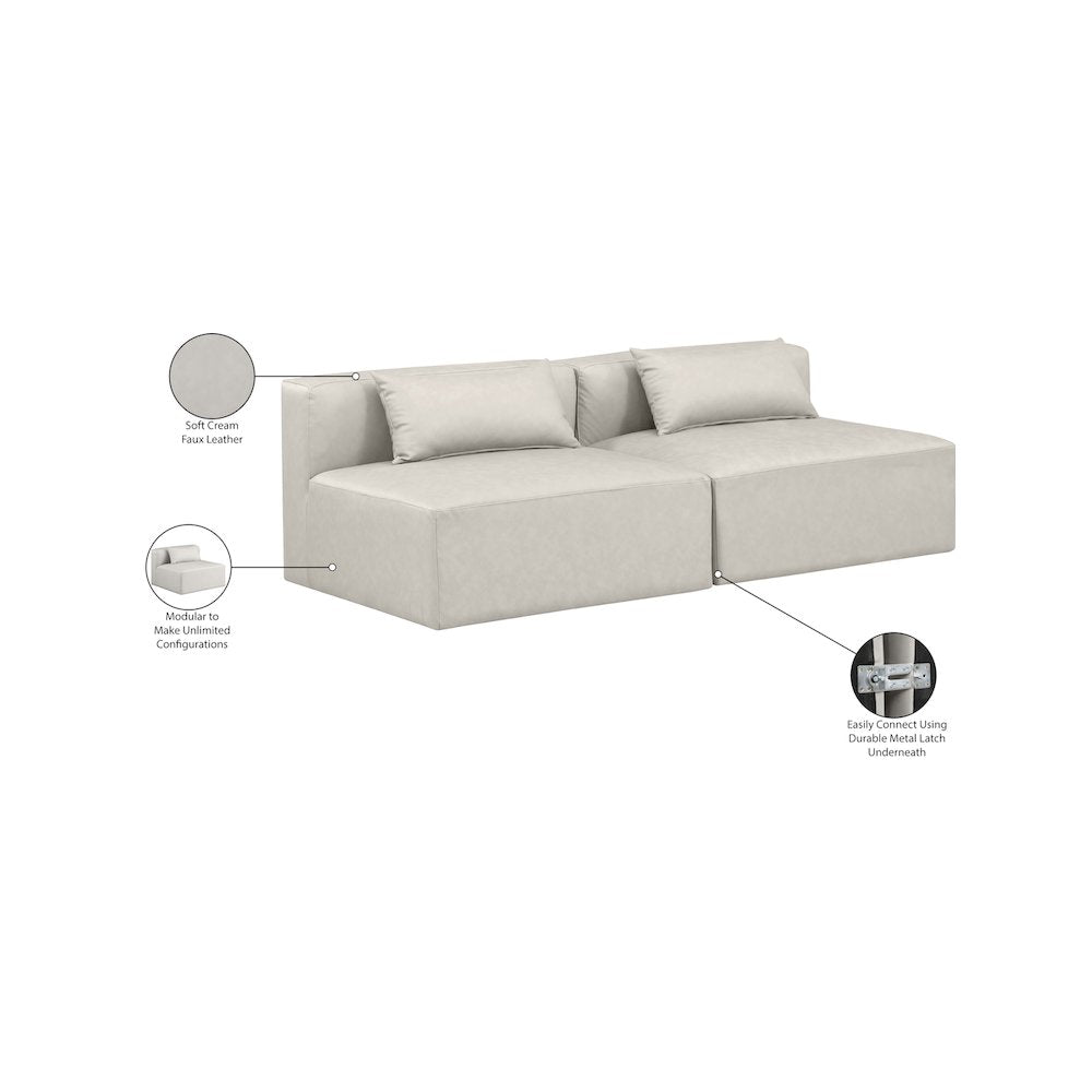 Cube Cream Vegan Leather Modular Sofa