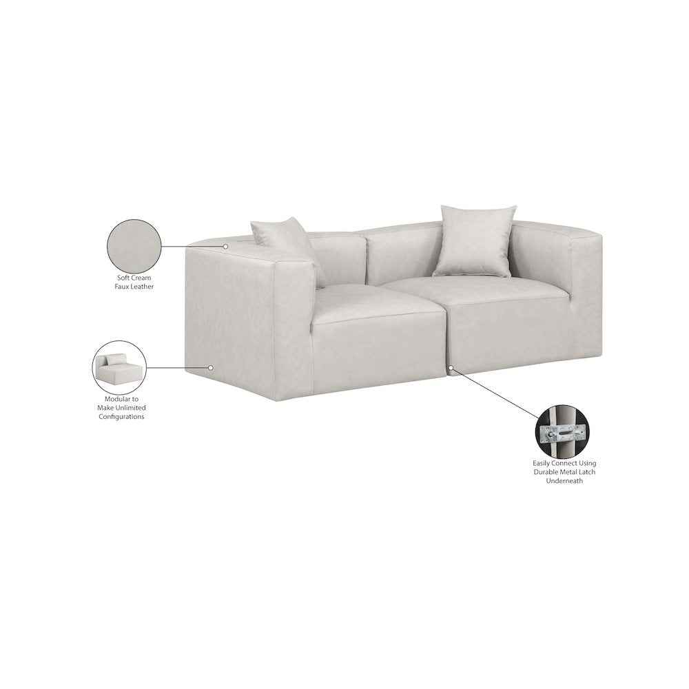 Cube Cream Vegan Leather Modular Sofa