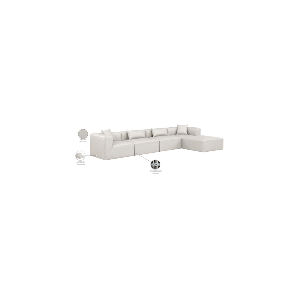 Cube Cream Vegan Leather Modular Sectional