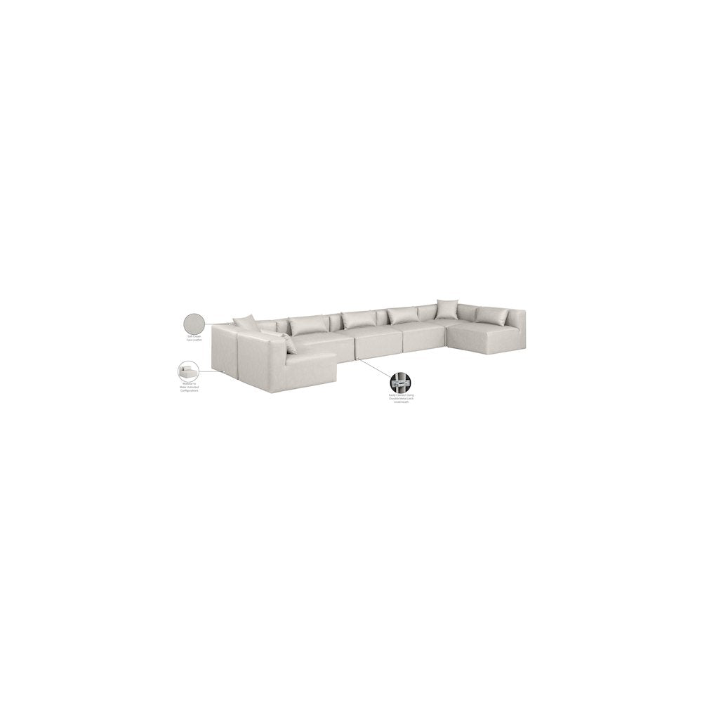 Cube Cream Vegan Leather Modular Sectional