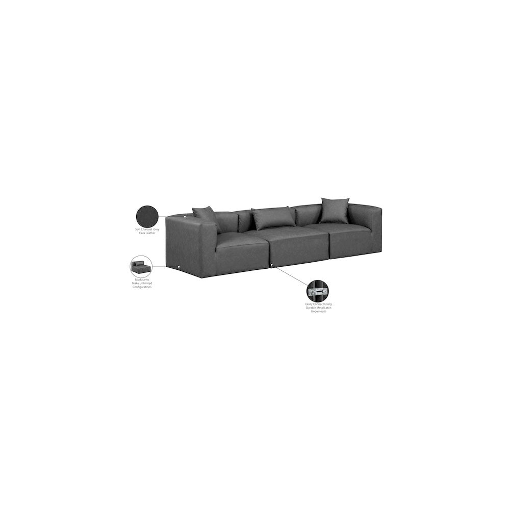 Cube Charcoal Grey Vegan Leather Modular Sofa