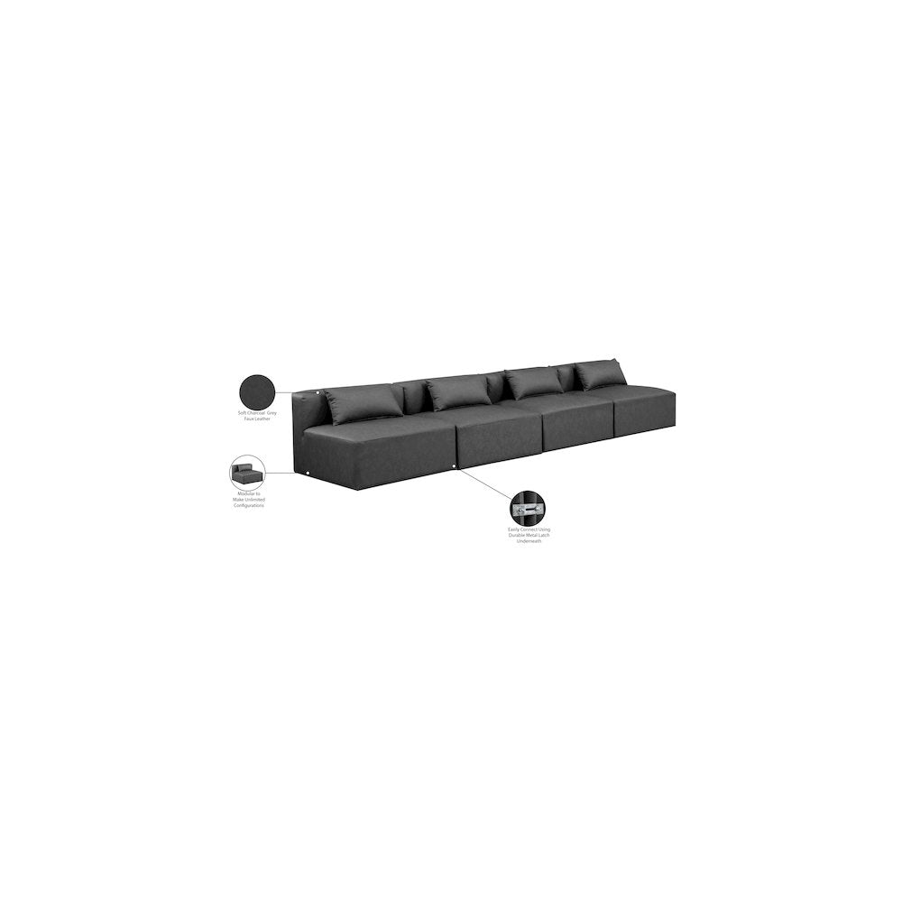 Cube Charcoal Grey Vegan Leather Modular Sofa
