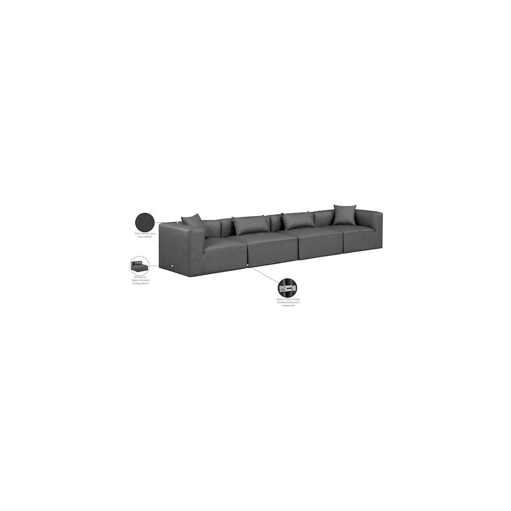 Cube Charcoal Grey Vegan Leather Modular Sofa
