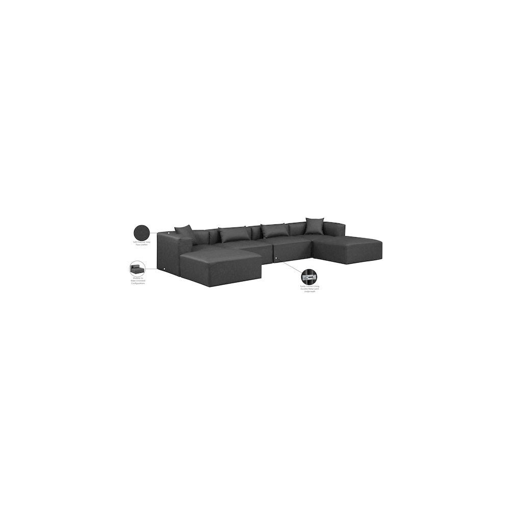 Cube Charcoal Grey Vegan Leather Modular Sectional