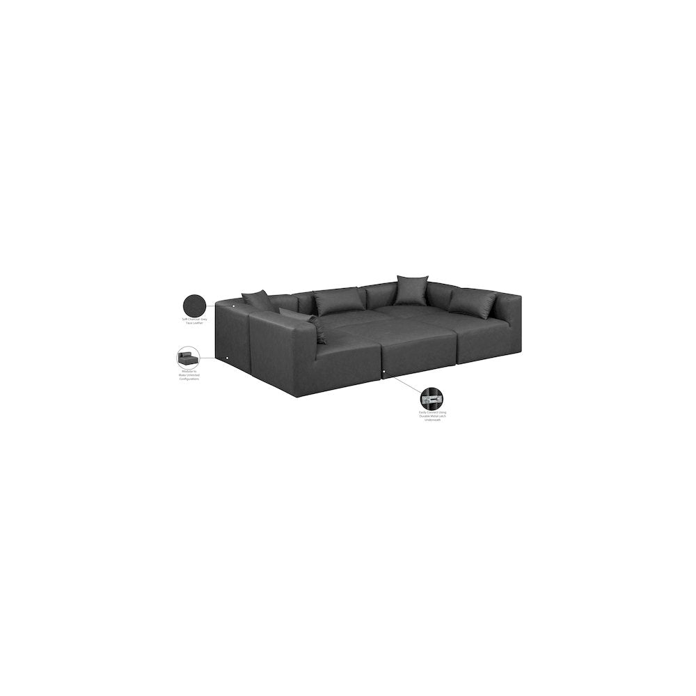 Cube Charcoal Grey Vegan Leather Modular Sectional