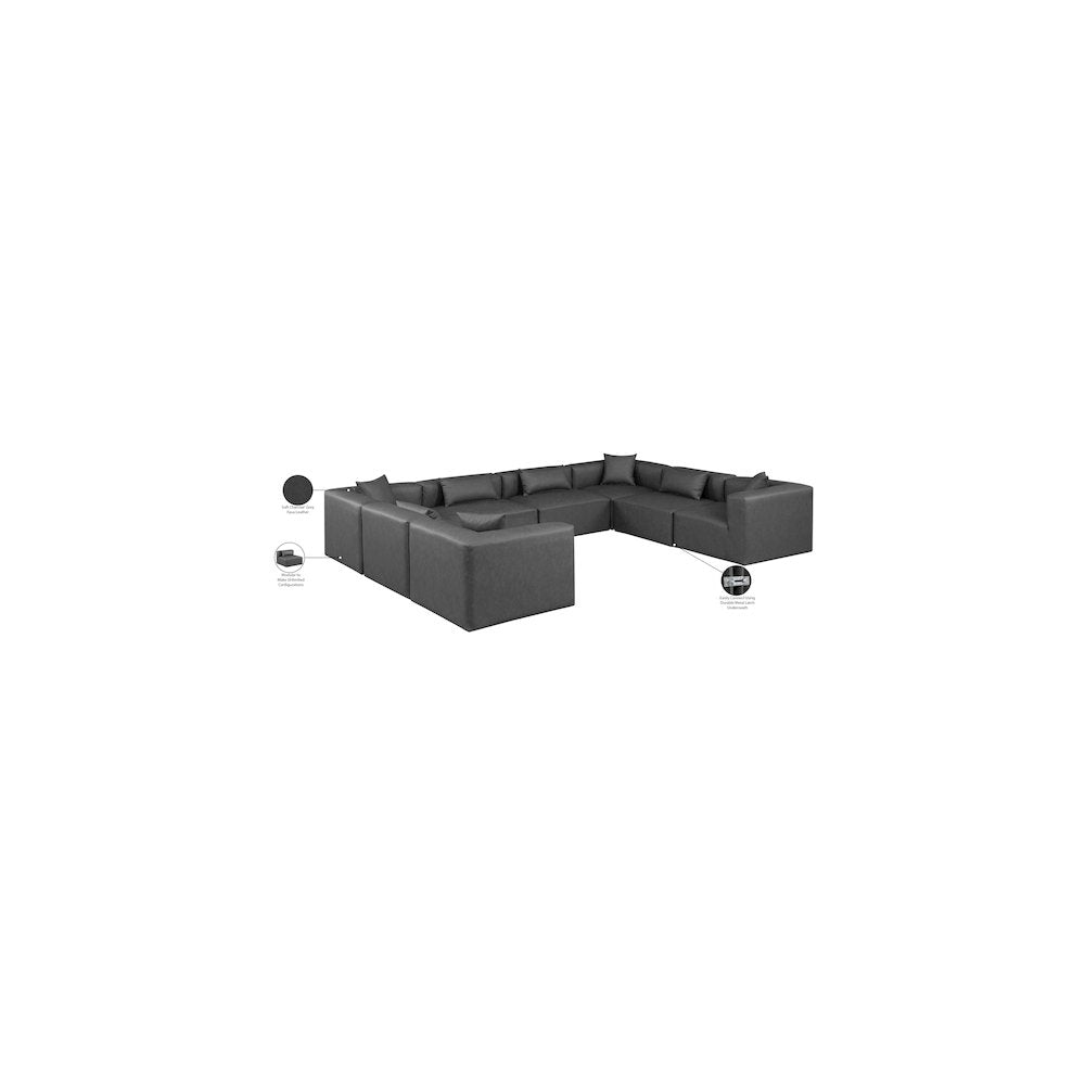 Cube Charcoal Grey Vegan Leather Modular Sectional