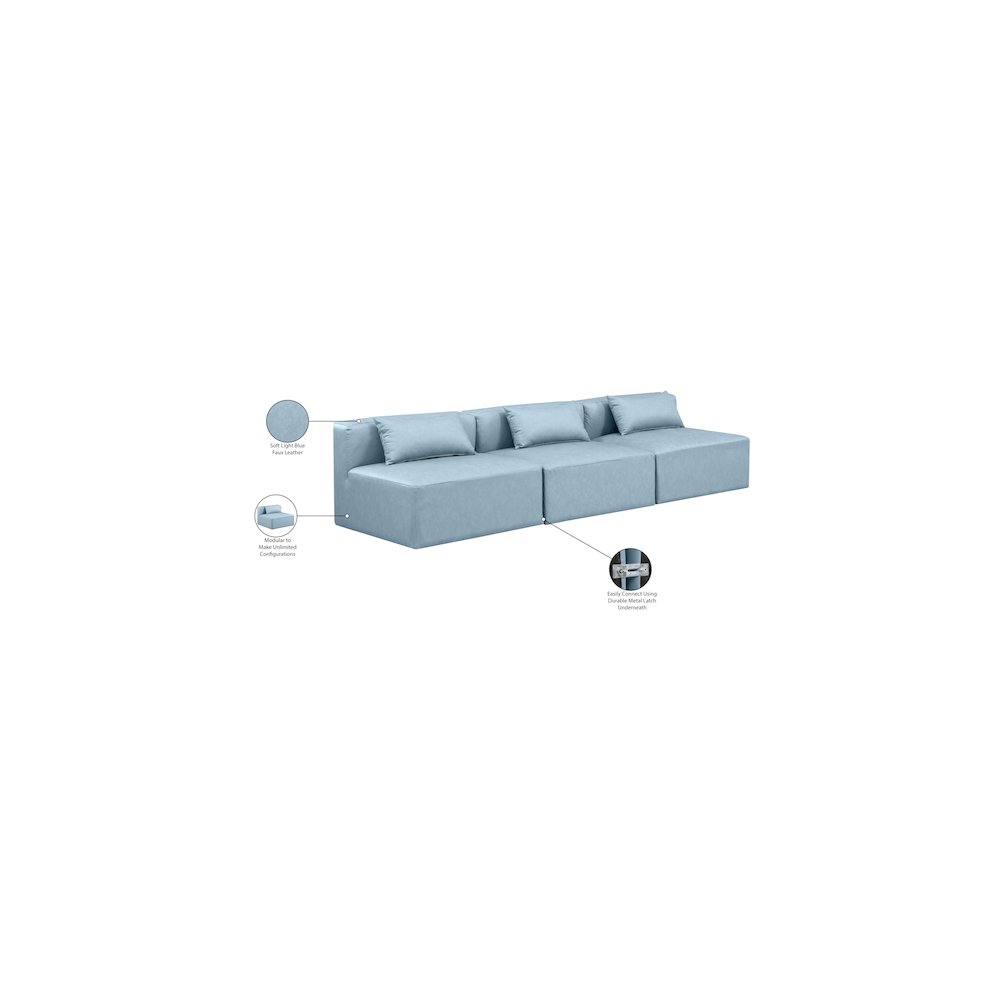 Cube Light Blue Vegan Leather Modular Sofa