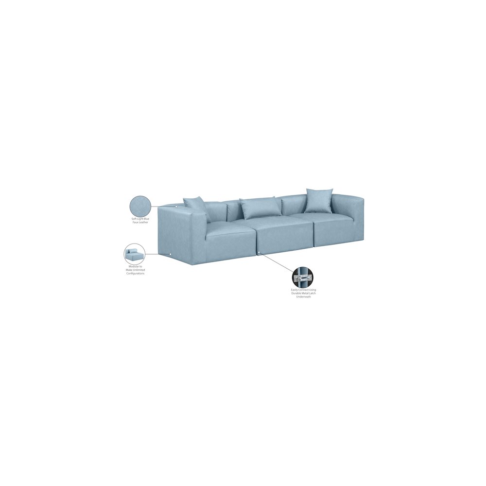 Cube Light Blue Vegan Leather Modular Sofa
