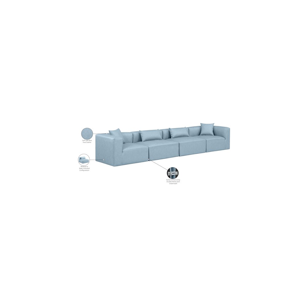 Cube Light Blue Vegan Leather Modular Sofa