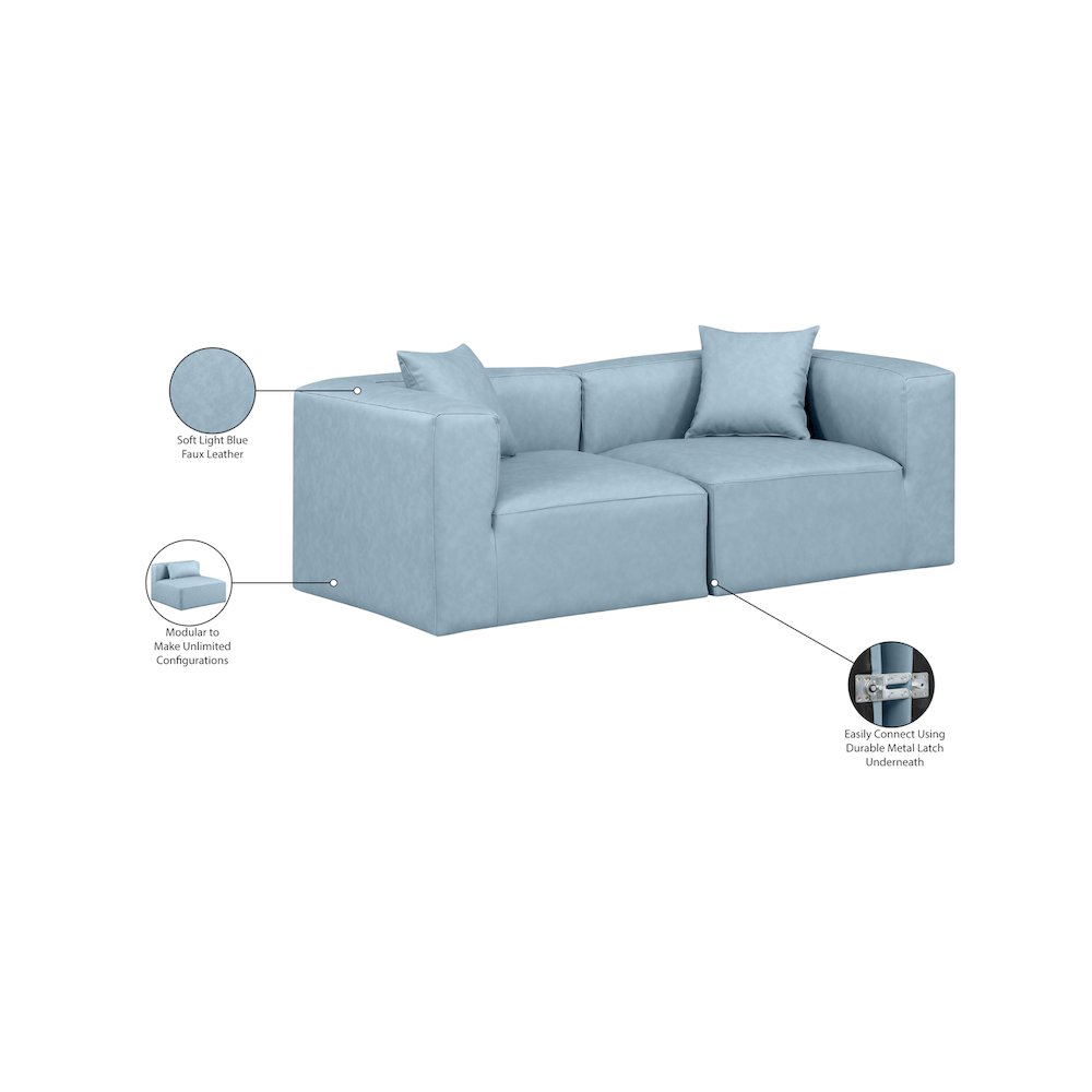 Cube Light Blue Vegan Leather Modular Sofa