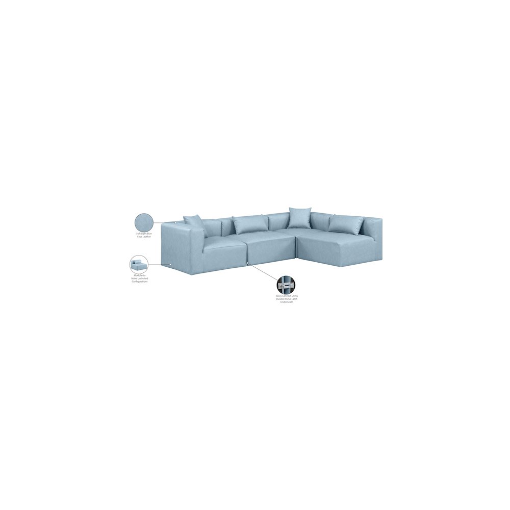 Cube Light Blue Vegan Leather Modular Sectional