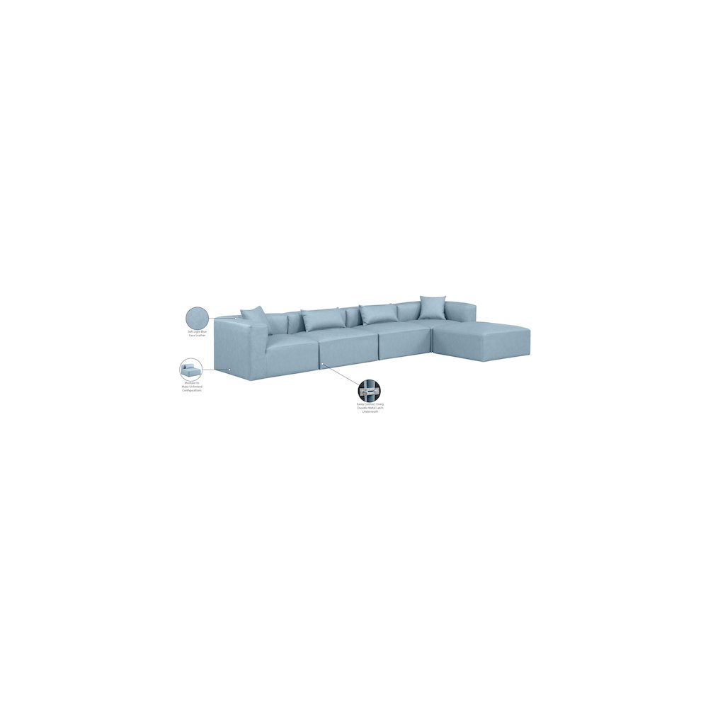 Cube Light Blue Vegan Leather Modular Sectional