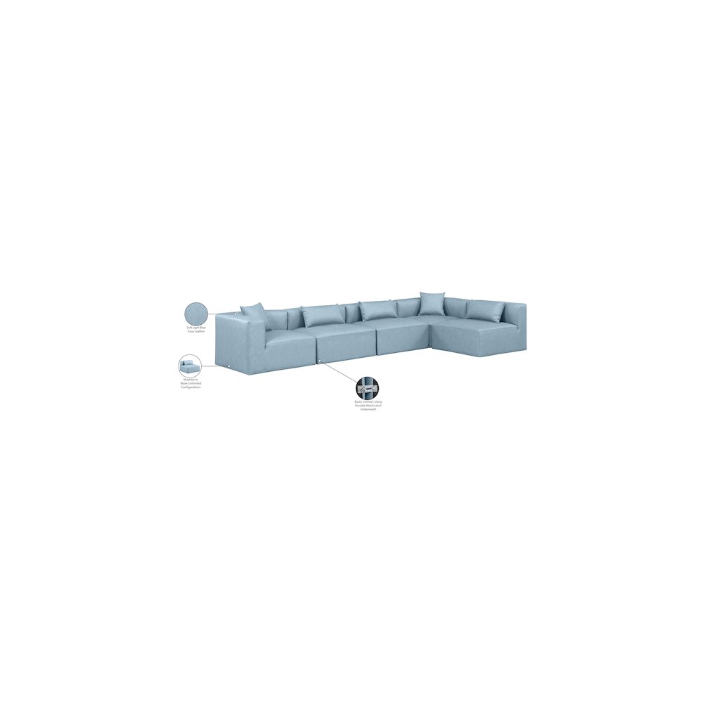Cube Light Blue Vegan Leather Modular Sectional