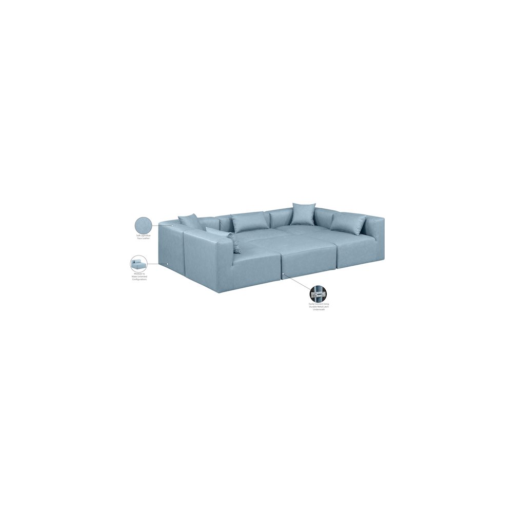 Cube Light Blue Vegan Leather Modular Sectional