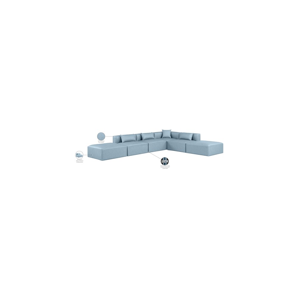 Cube Light Blue Vegan Leather Modular Sectional