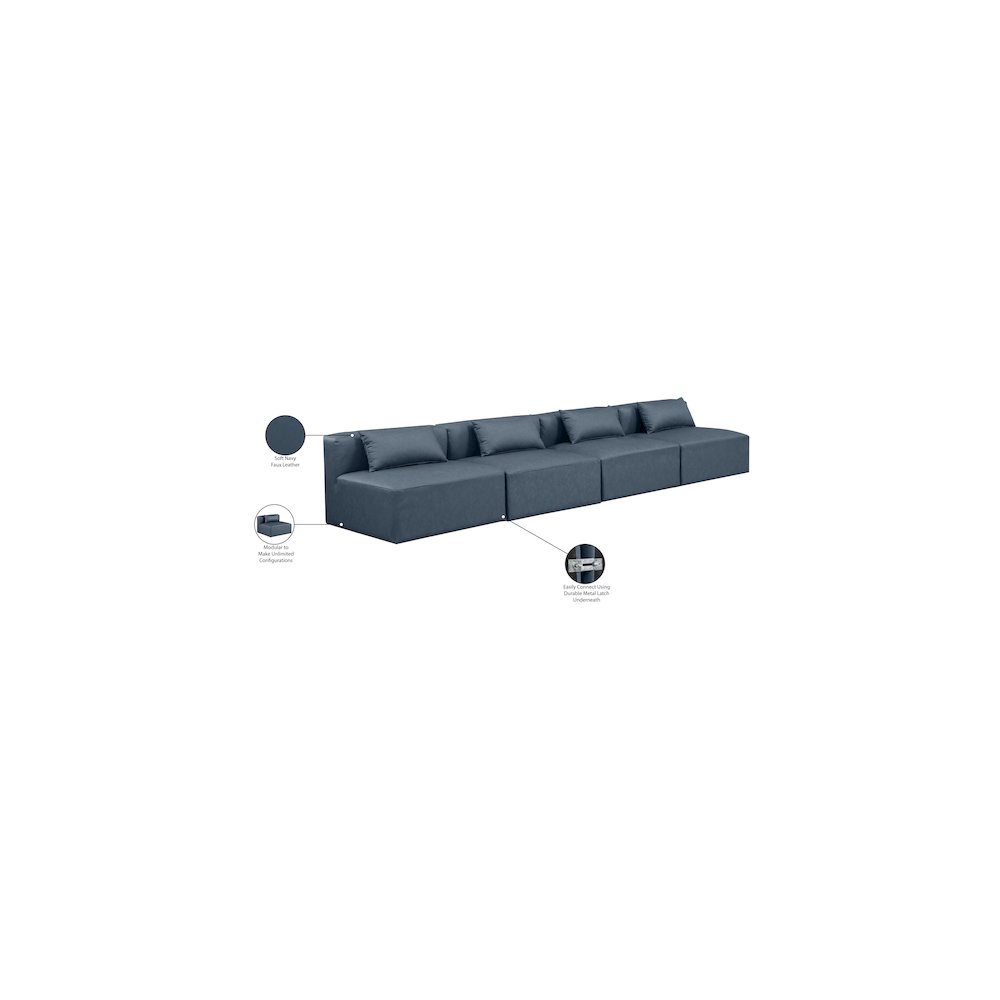 Cube Navy Blue Vegan Leather Modular Sofa