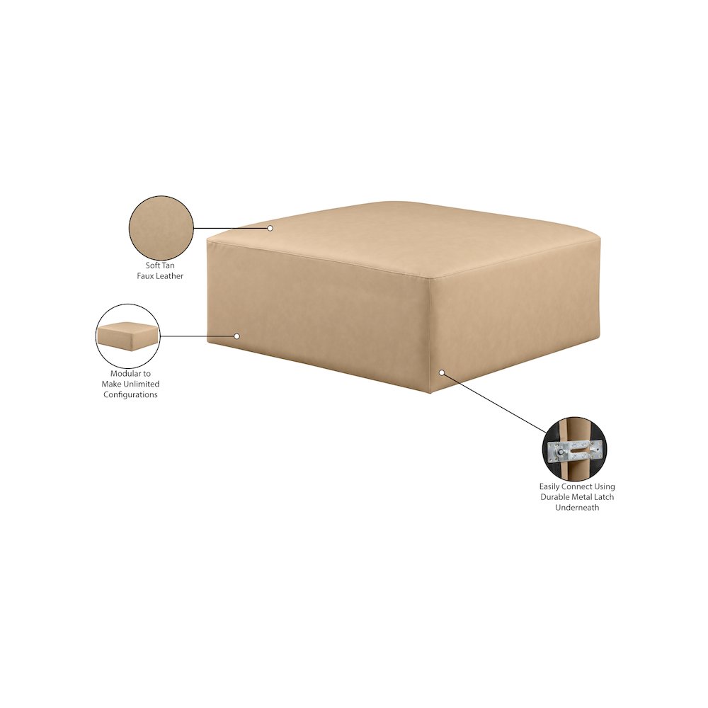 Cube Tan Vegan Leather Ottoman