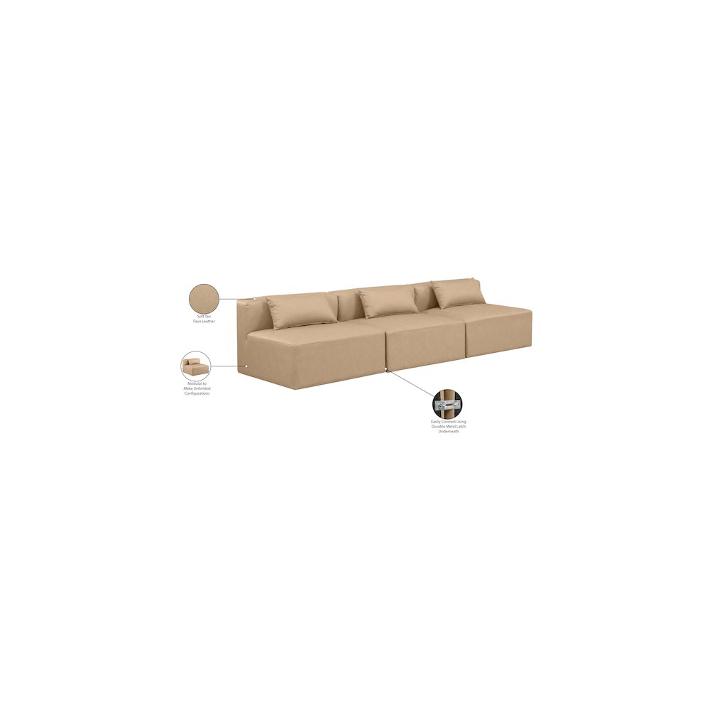 Cube Tan Vegan Leather Modular Sofa