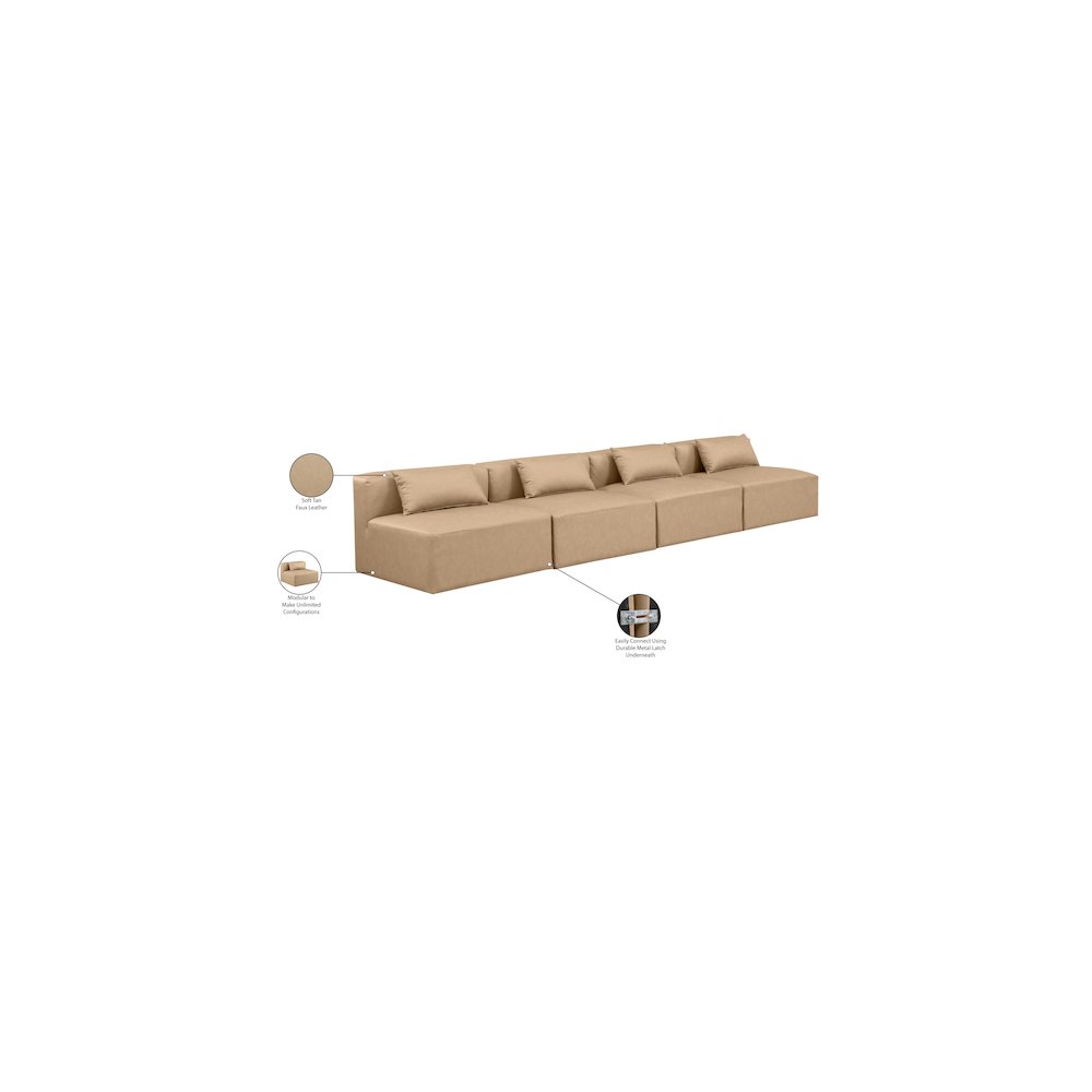 Cube Tan Vegan Leather Modular Sofa