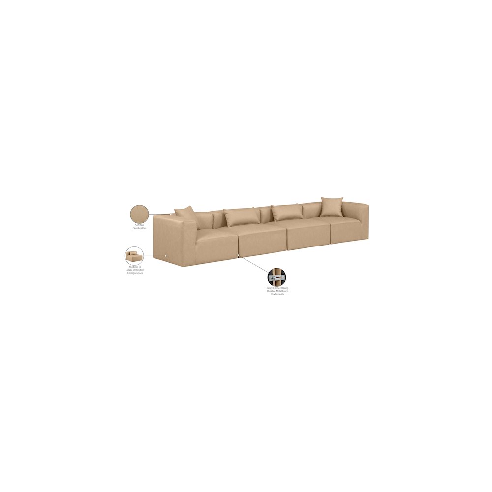 Cube Tan Vegan Leather Modular Sofa