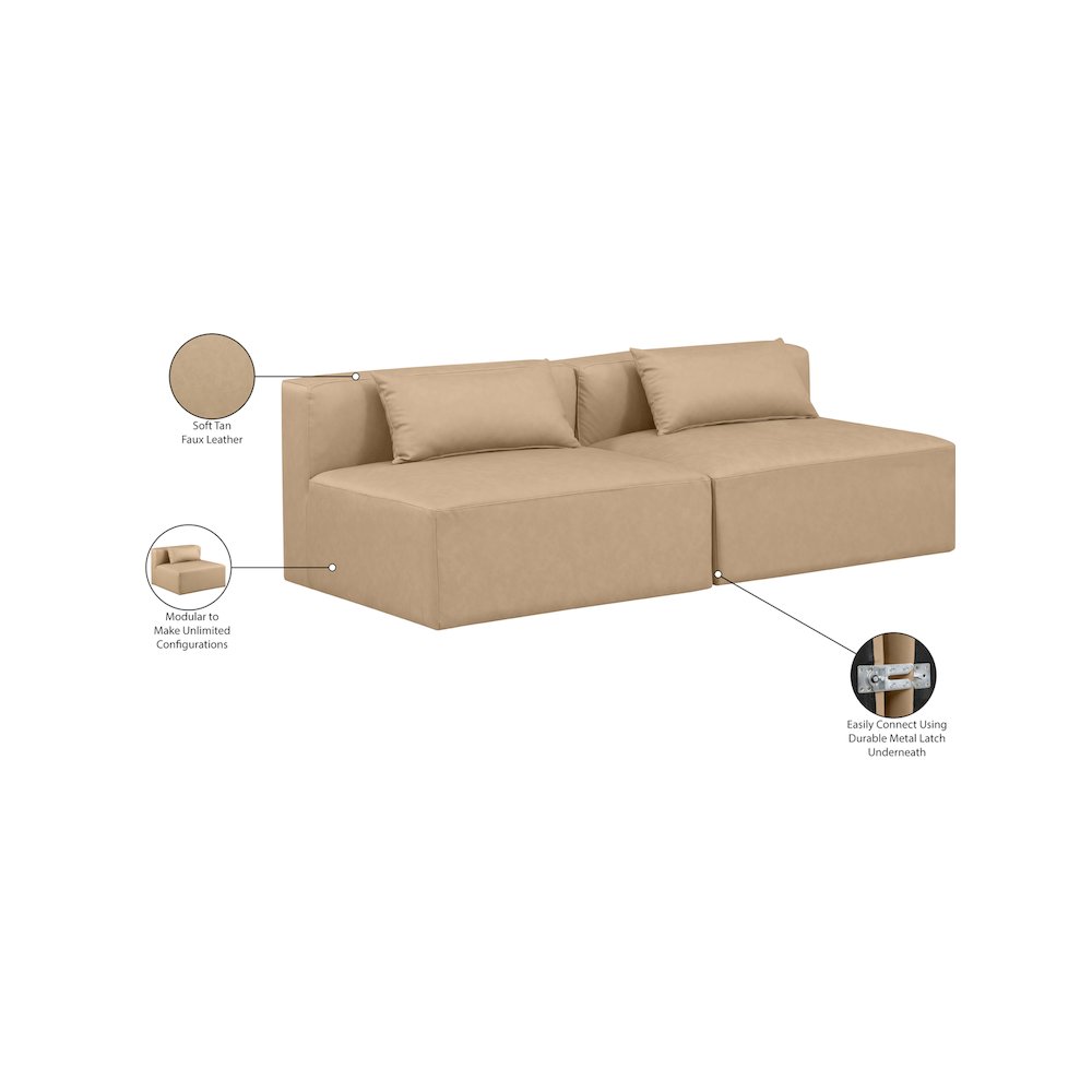 Cube Tan Vegan Leather Modular Sofa