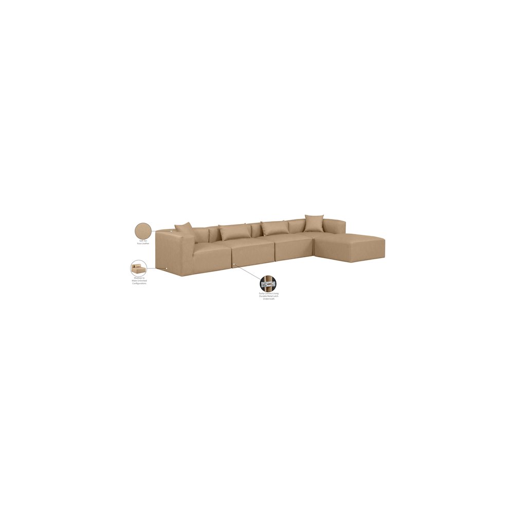 Cube Tan Vegan Leather Modular Sectional