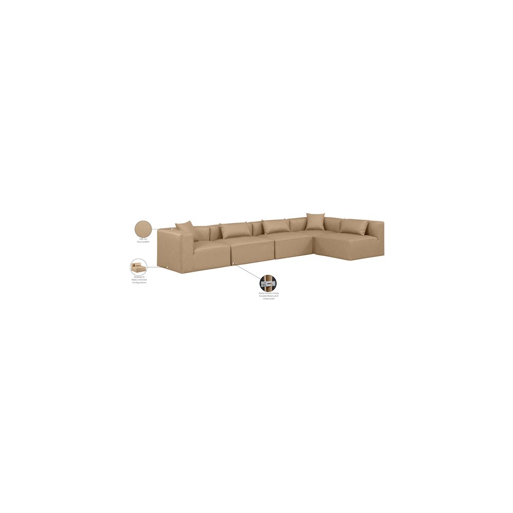 Cube Tan Vegan Leather Modular Sectional