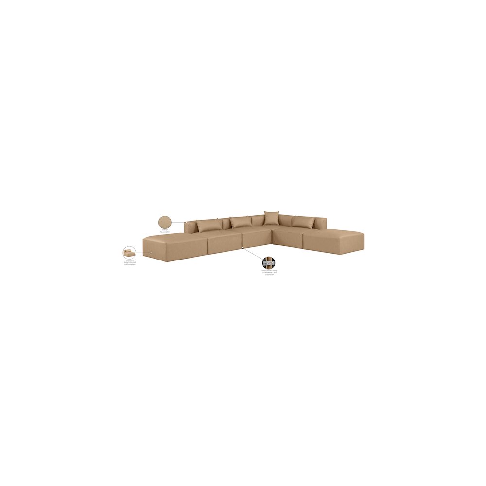 Cube Tan Vegan Leather Modular Sectional