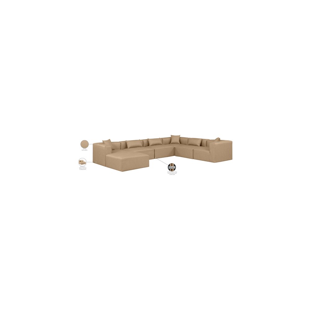 Cube Tan Vegan Leather Modular Sectional
