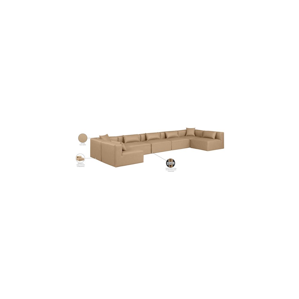 Cube Tan Vegan Leather Modular Sectional