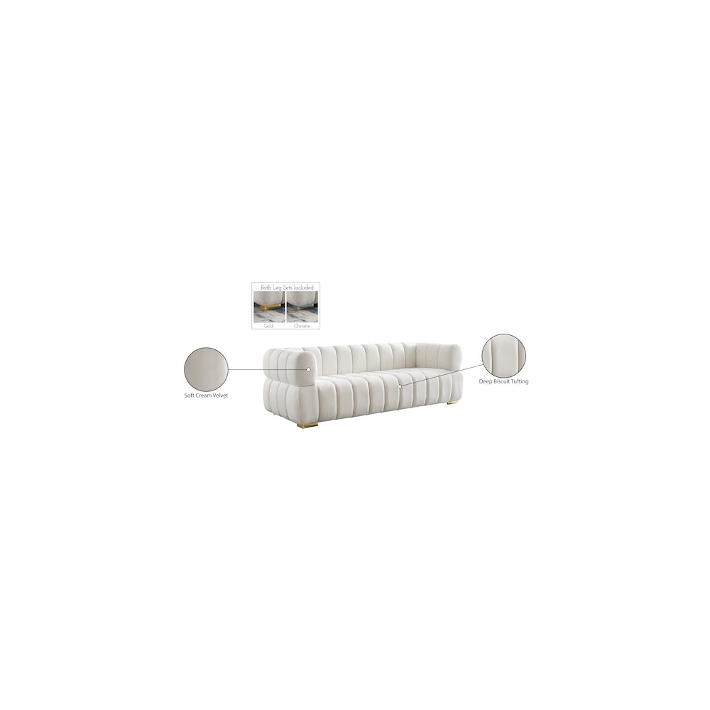 Gwen Cream Velvet Sofa