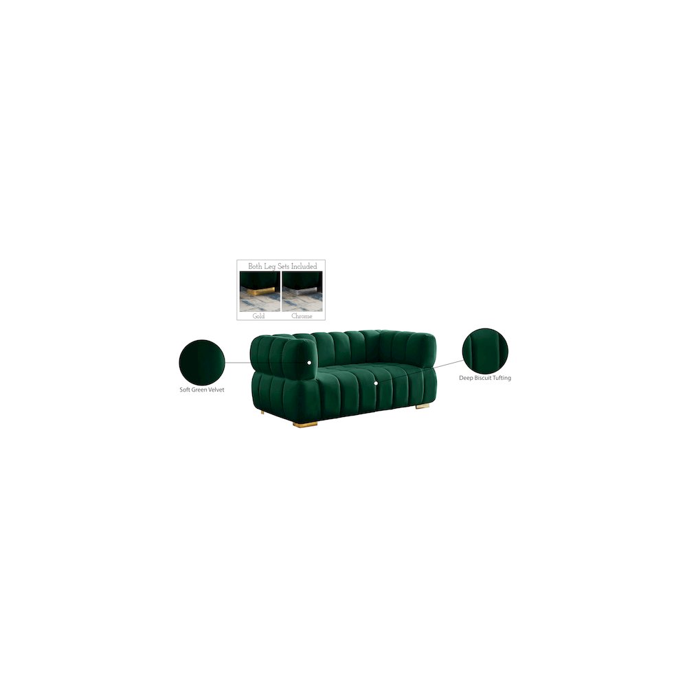 Gwen Green Velvet Loveseat