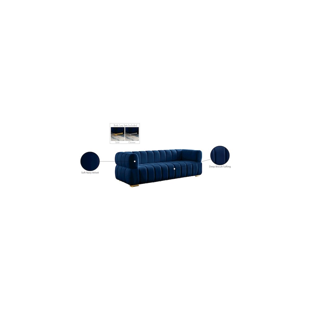 Gwen Navy Velvet Sofa