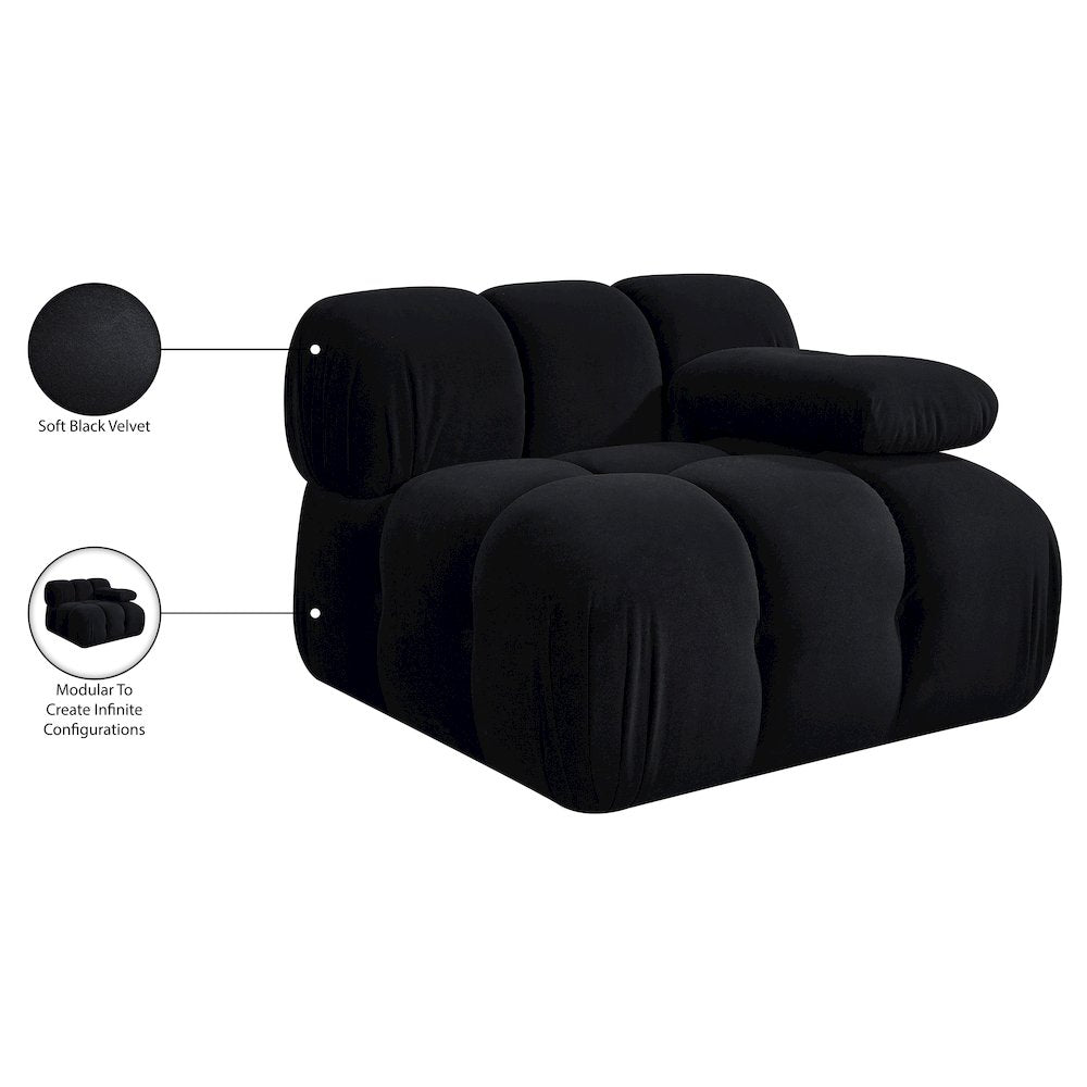 Orin Black Velvet Performance Fabric Upholstered Modular Chair