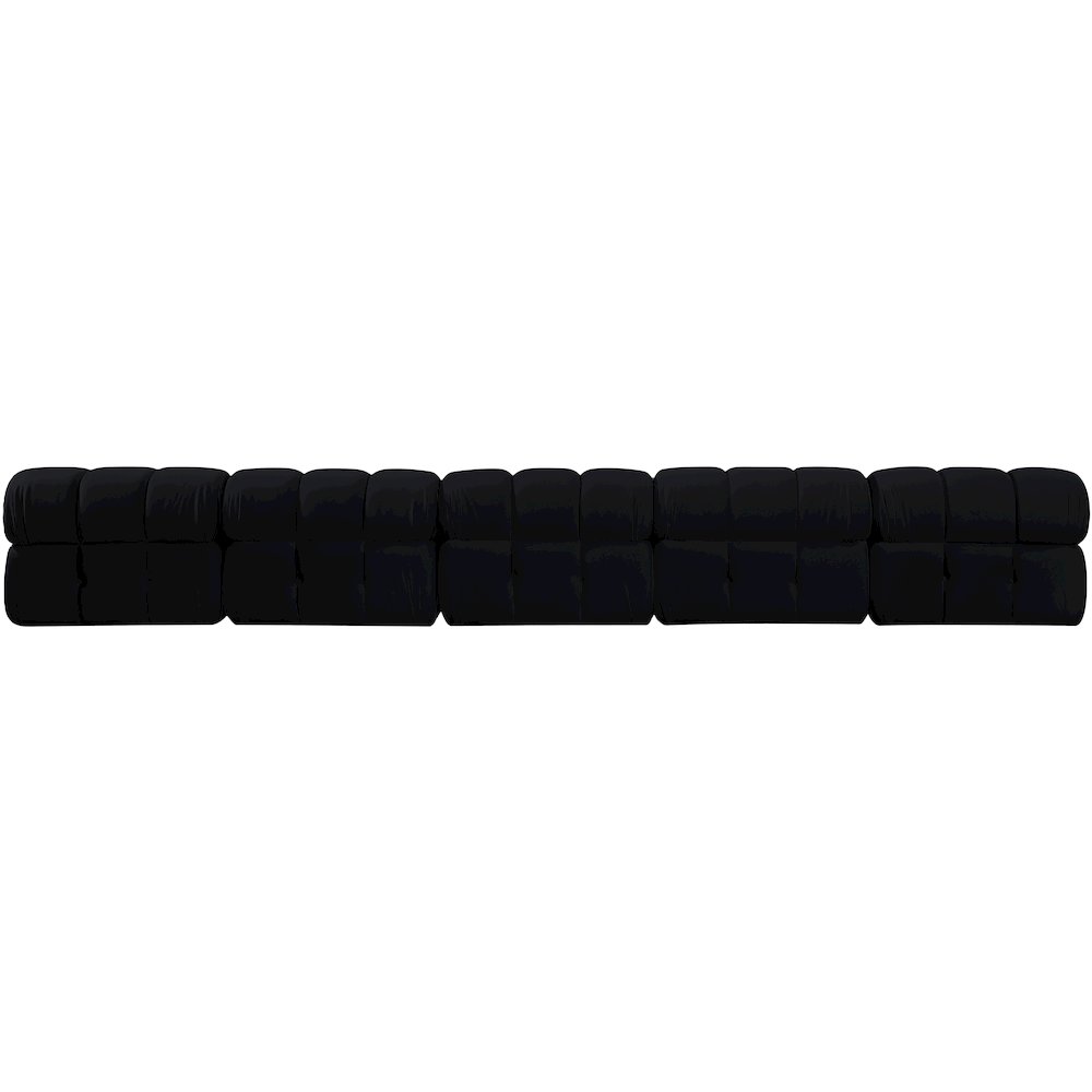 Orin Black Velvet Performance Fabric Upholstered 5 pc. Modular Sofa