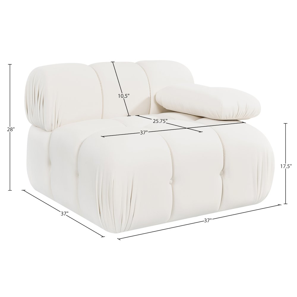 Orin Cream Velvet Performance Fabric Upholstered Modular Chair