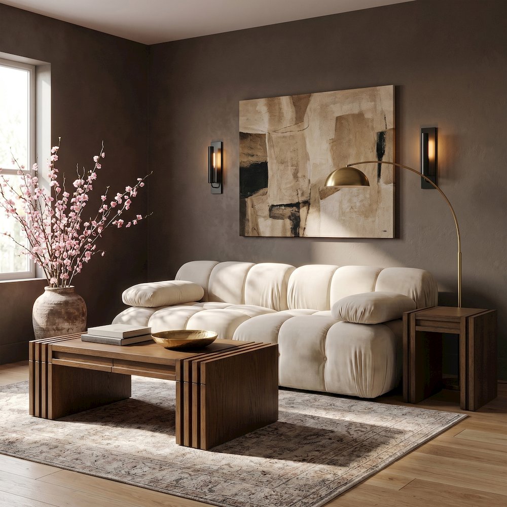 Orin Cream Velvet Performance Fabric Upholstered 2 pc. Modular Sofa