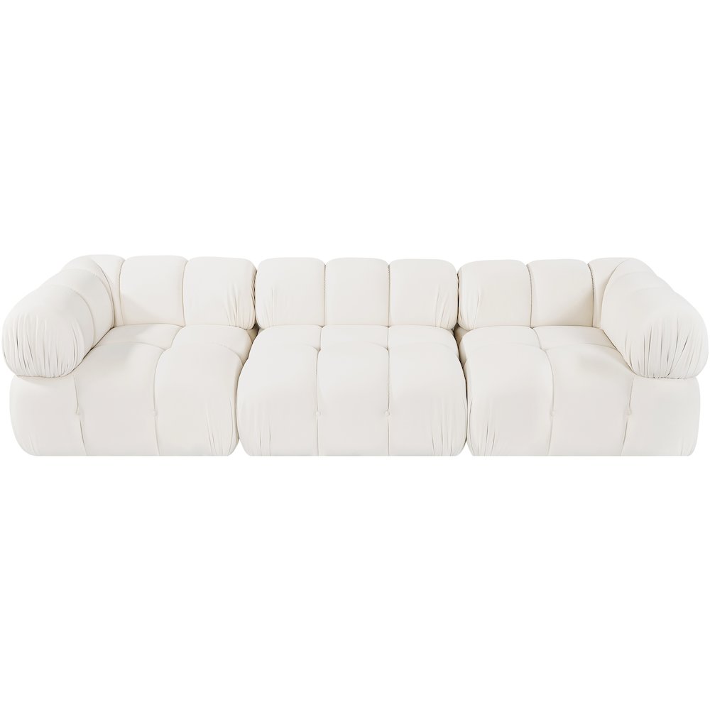 Orin Cream Velvet Performance Fabric Upholstered 3 pc. Modular Sofa